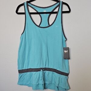 Everlast Riviera Racerback Peplum Blue and Gray Large Tank Top